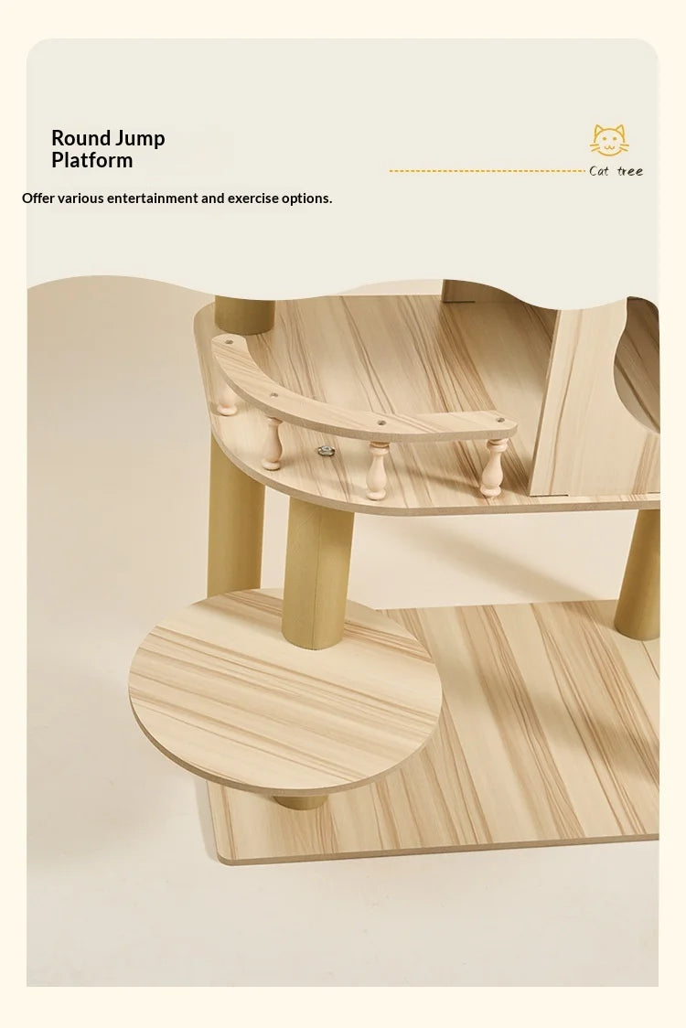 Wooden Cat Tree with Capsule House