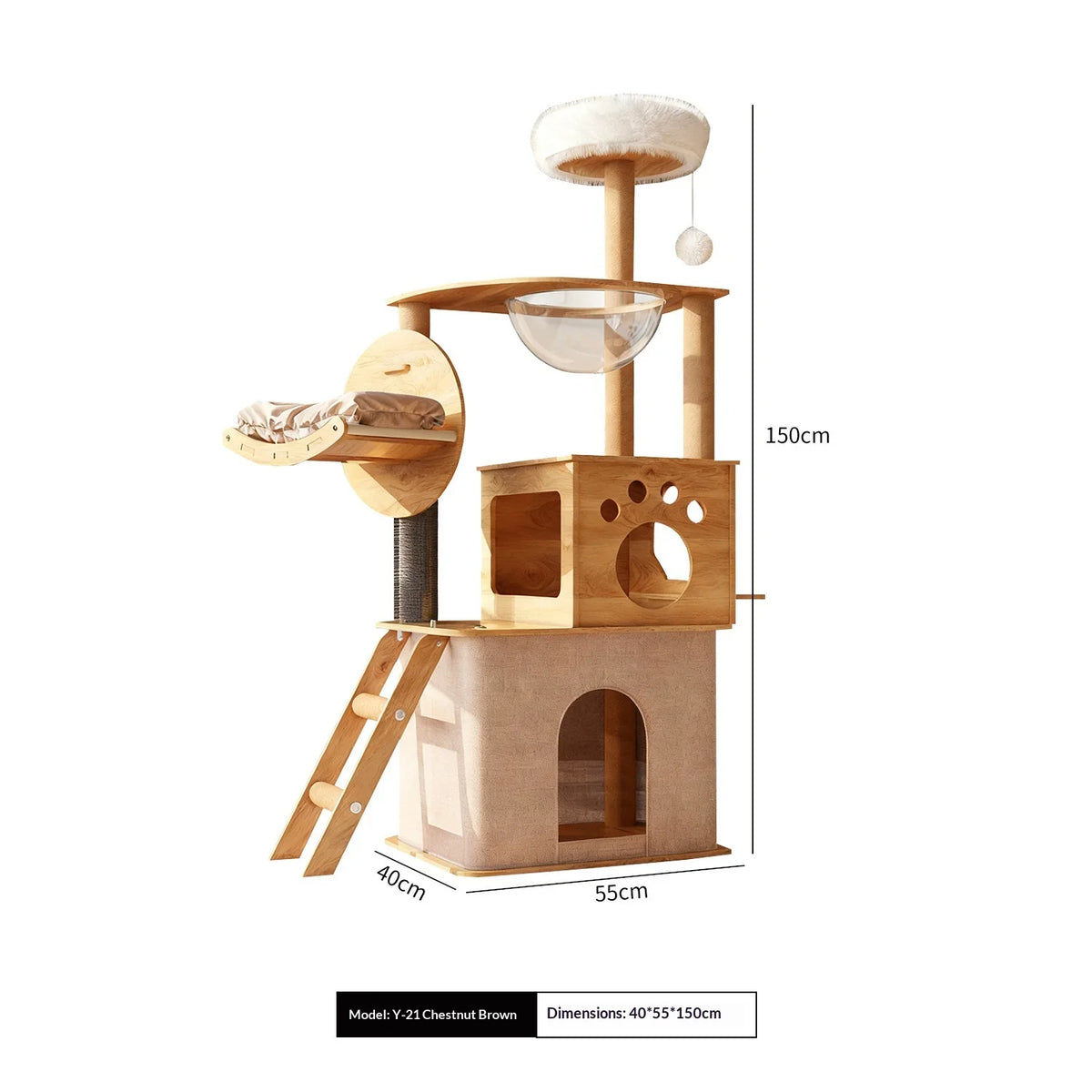 Wooden Cat Tree with Capsule House