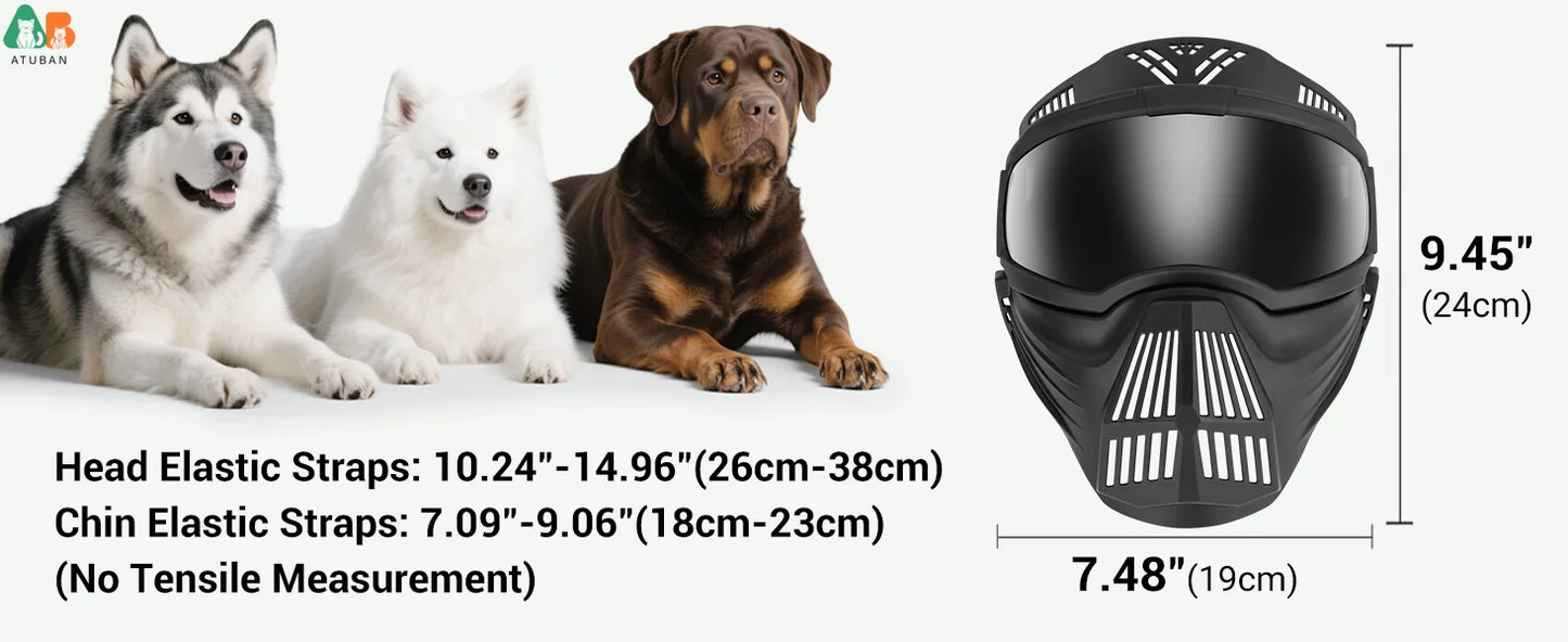 Lunettes pour chien avec écran facial – Masque réglable pour grandes races