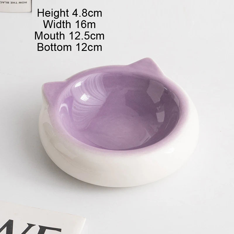 Cat Ear Ceramic Pet Bowl – Anti-Tip Food & Water Dish
