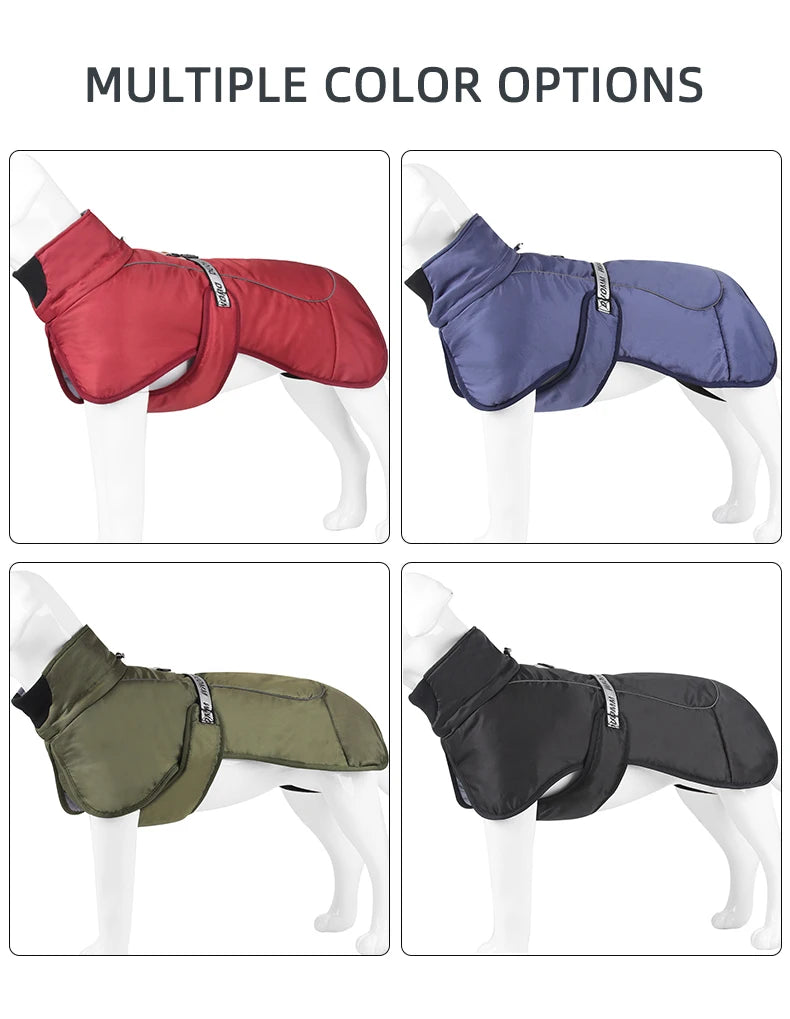 Waterproof Dog Winter Coat with Built-In Harness — Reflective Windproof Turtleneck Jacket