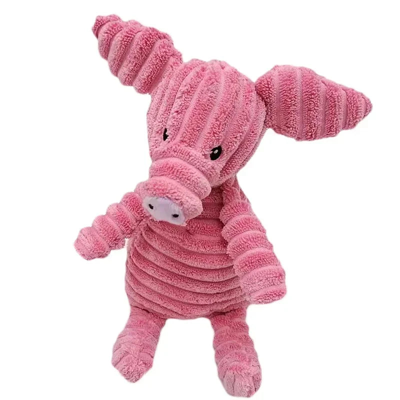 Jouet couineur en peluche pour chien - Forme d'animal en velours côtelé résistant aux morsures