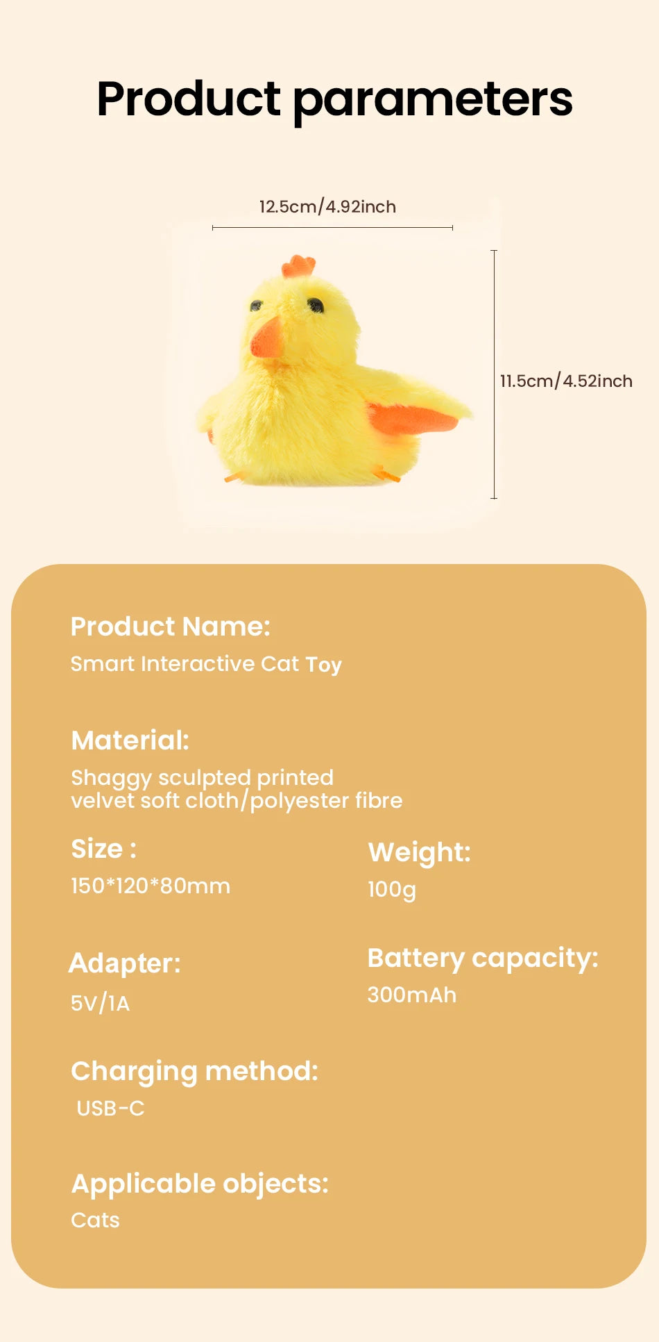 Interactive Remote Control Flapping Chick Cat Toy — Catnip Filled, Realistic Sound & Rechargeable