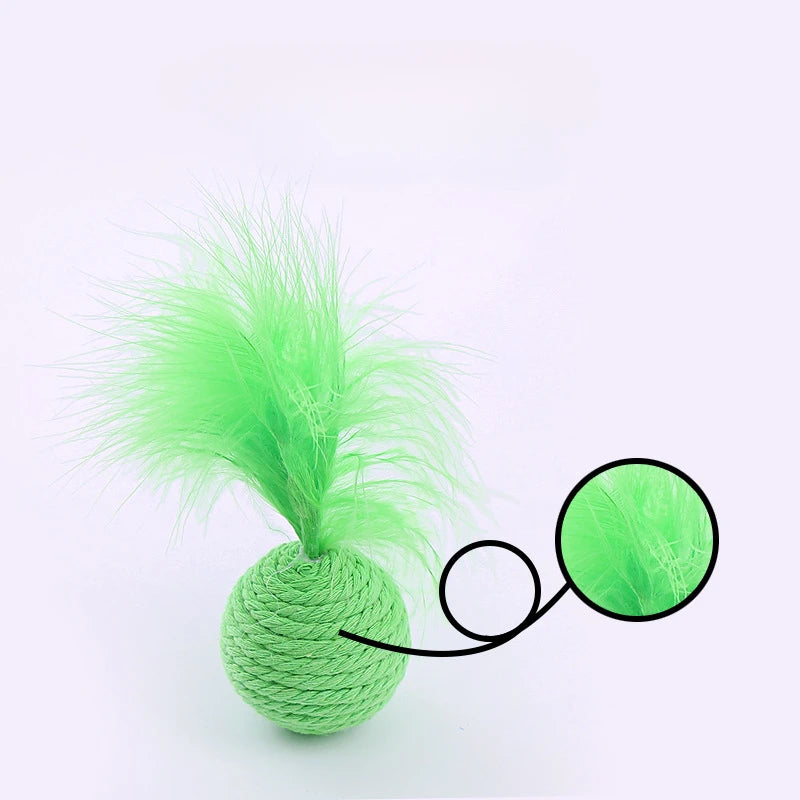 Hand-Woven Hemp Rope Ball Cat Toy with Sound
