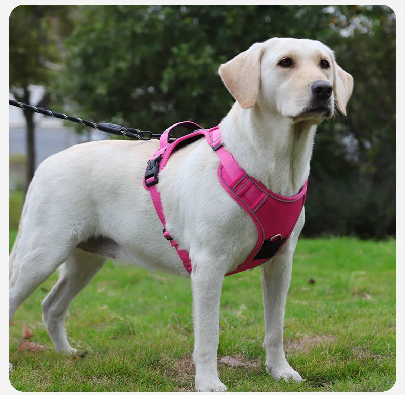 Tactical No-Pull Dog Harness with AirTag Holder – Reflective Vest for Medium & Large Dogs