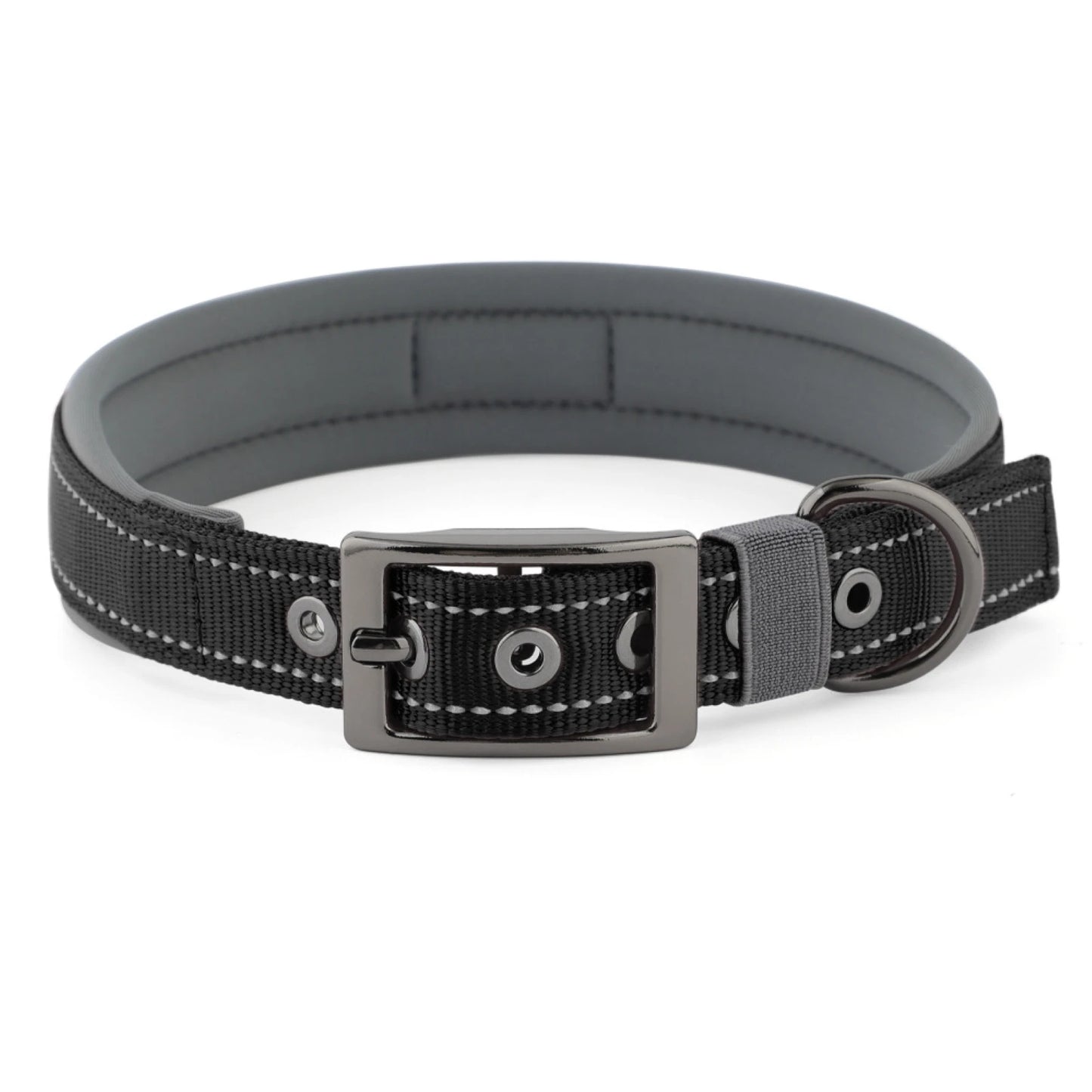 Neoprene Padded Reflective Dog Collar with Metal Buckle