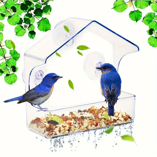 Window Bird Feeder - Transparent Acrylic Feeder with Strong Suction Cups