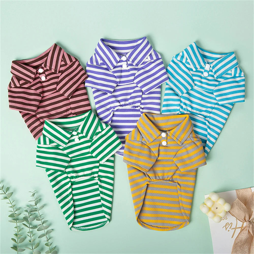 Striped Polo Shirt for Cats & Small Dogs