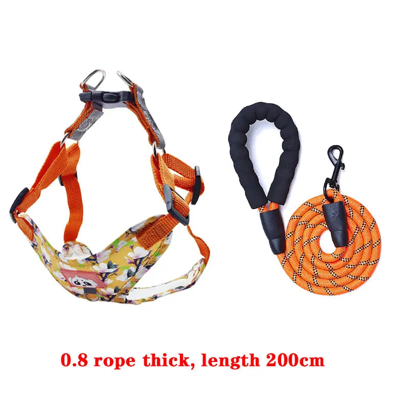 Adjustable Dog Harness & Leash Set with Reflective Strips