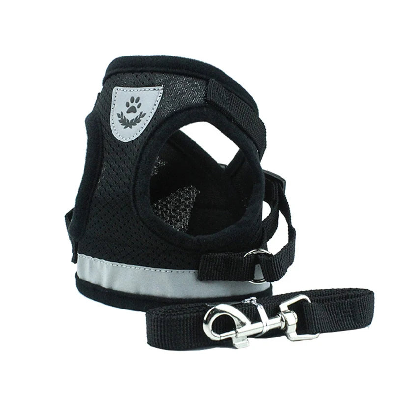 Adjustable Mesh & Plaid Cat Harness and Leash Set