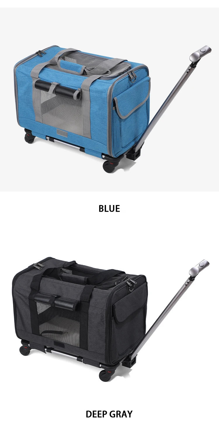 Sac de transport roulant pour animaux de compagnie avec roues — Approuvé par les compagnies aériennes et poussette pliable