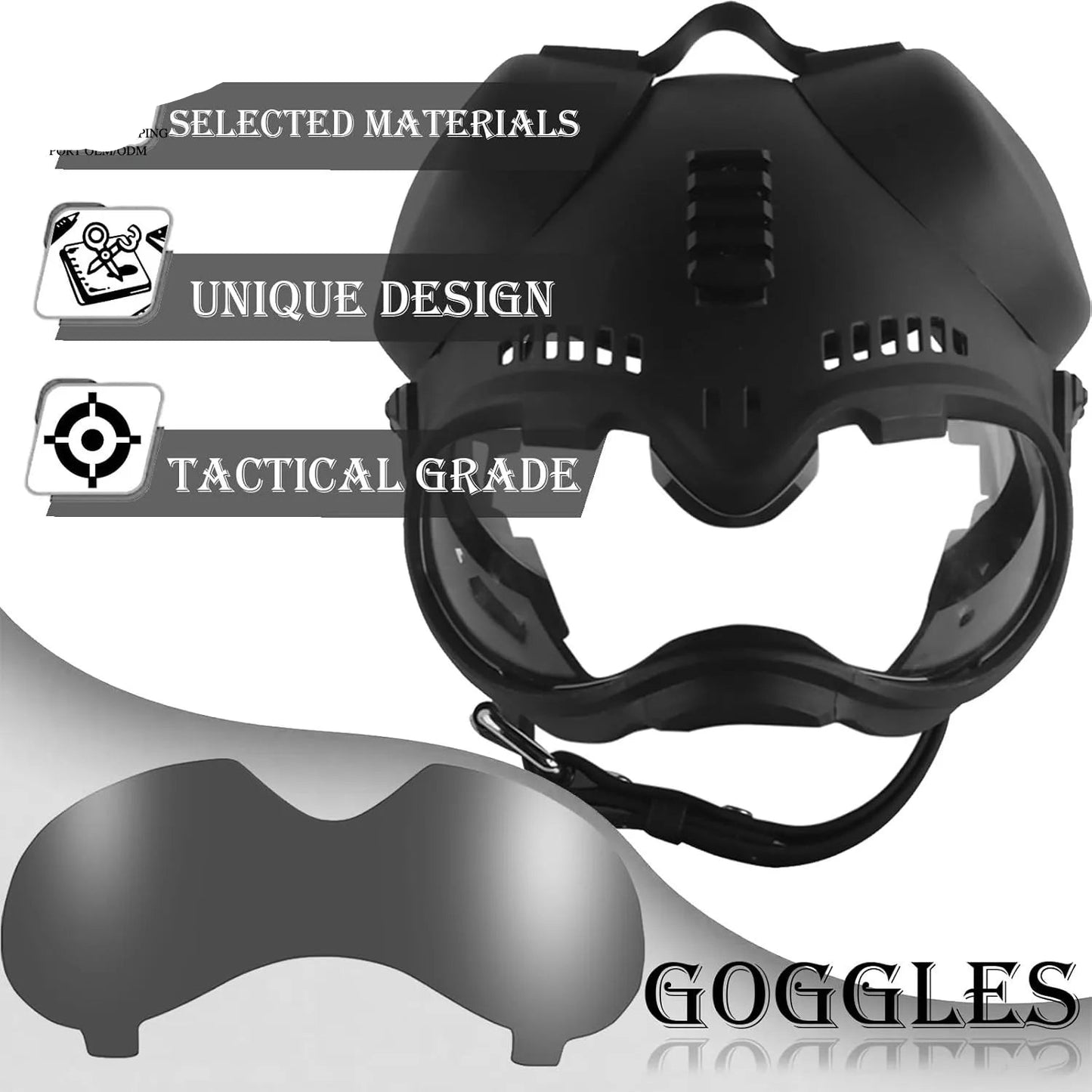 K9 Tactical Dog Helmet with Dual Goggles — Windproof Polyester Shell for Working Dogs