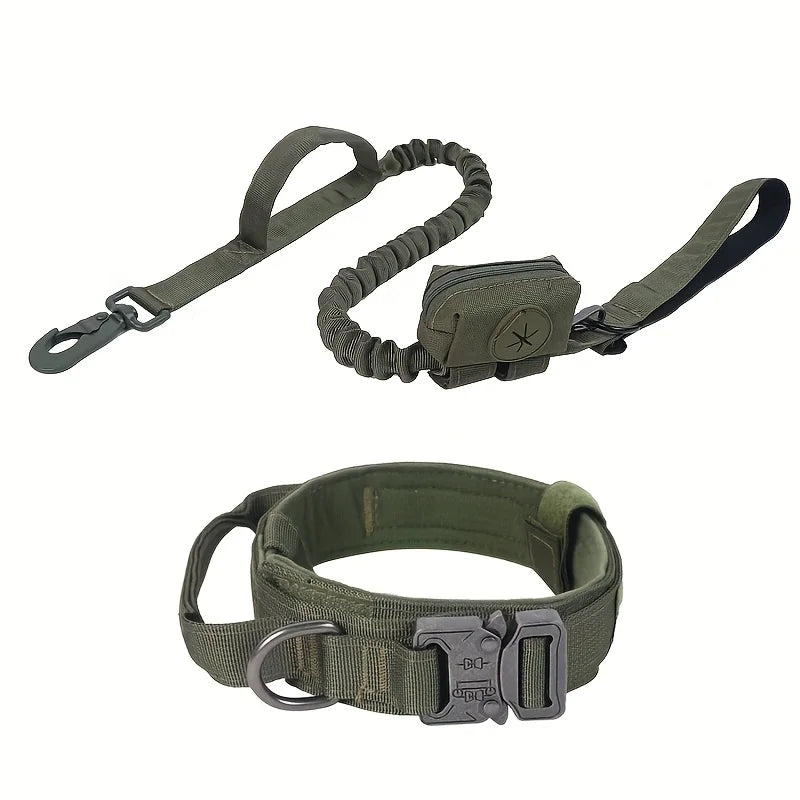 Tactical Military Nylon Dog Collar with Control Handle & Metal Buckle