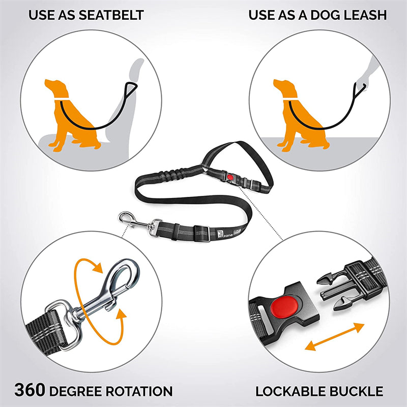 Reflective Dog Car Seat Belt and Walking Leash for Small Dogs