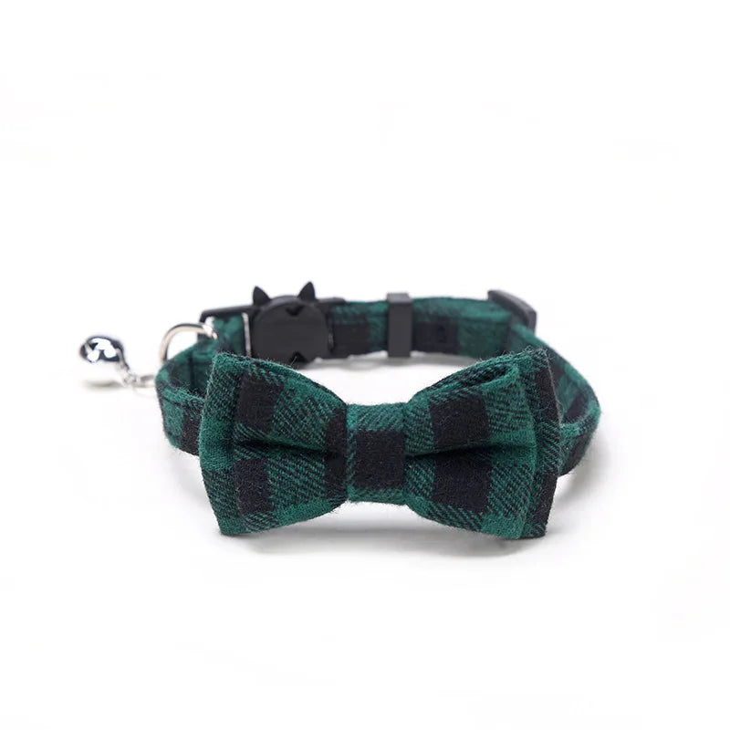 Collier pour chat sécurisé avec nœud papillon et clochette - Motif écossais