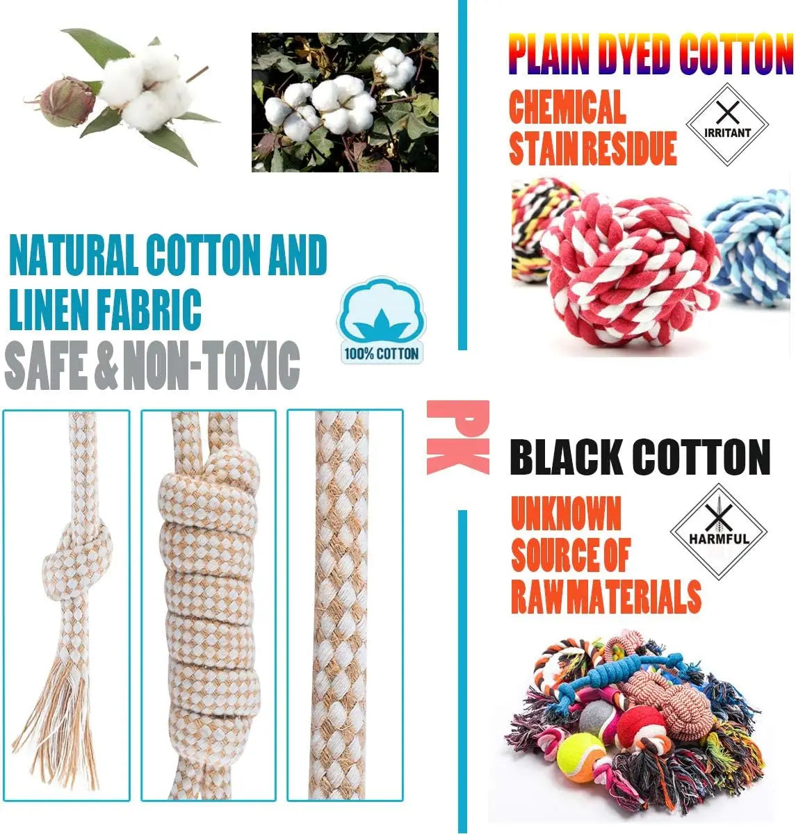 Cotton Rope Knot Chew Toy for Dogs & Cats