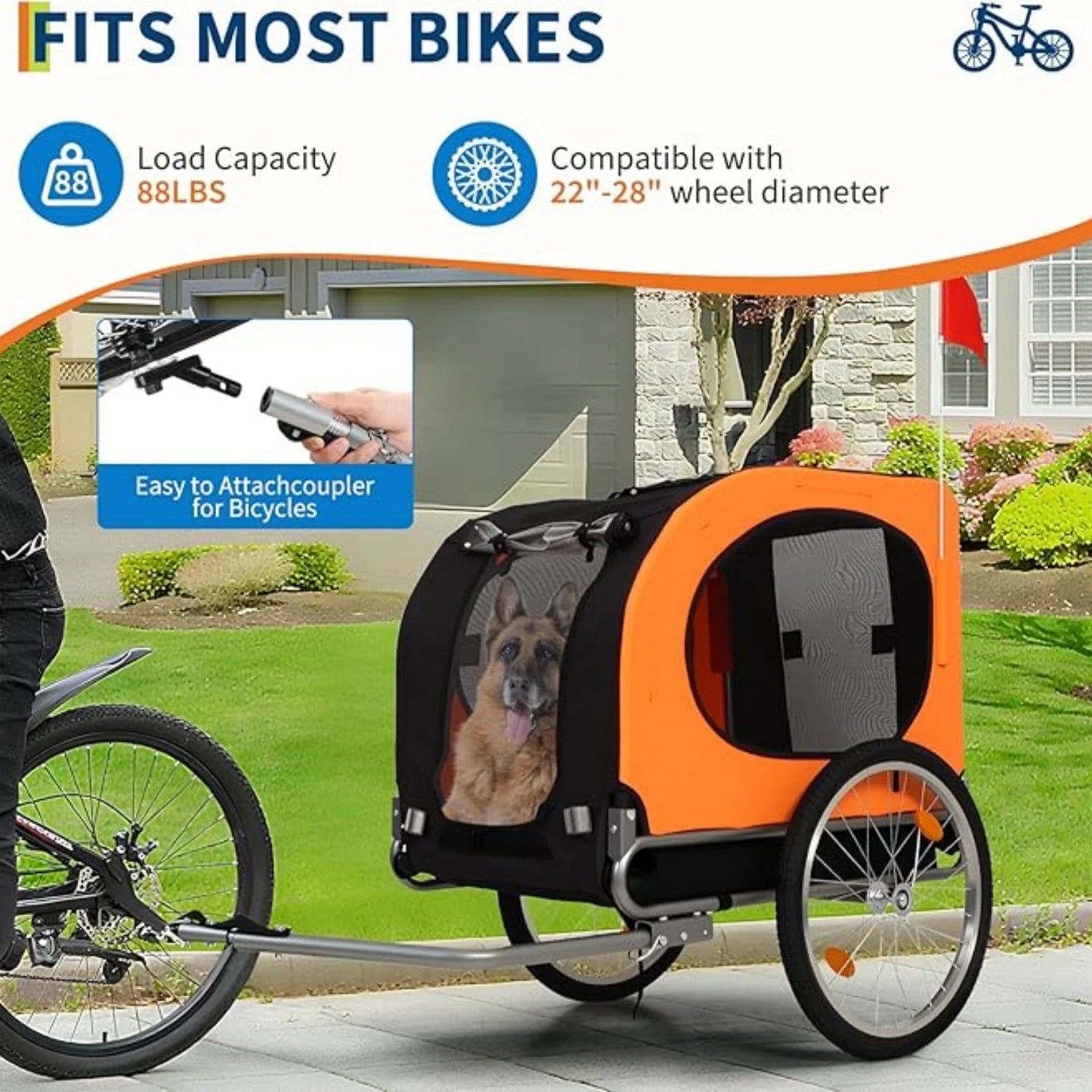 Dog Bike Trailer & Jogger with Air Tires | Up to 40kg
