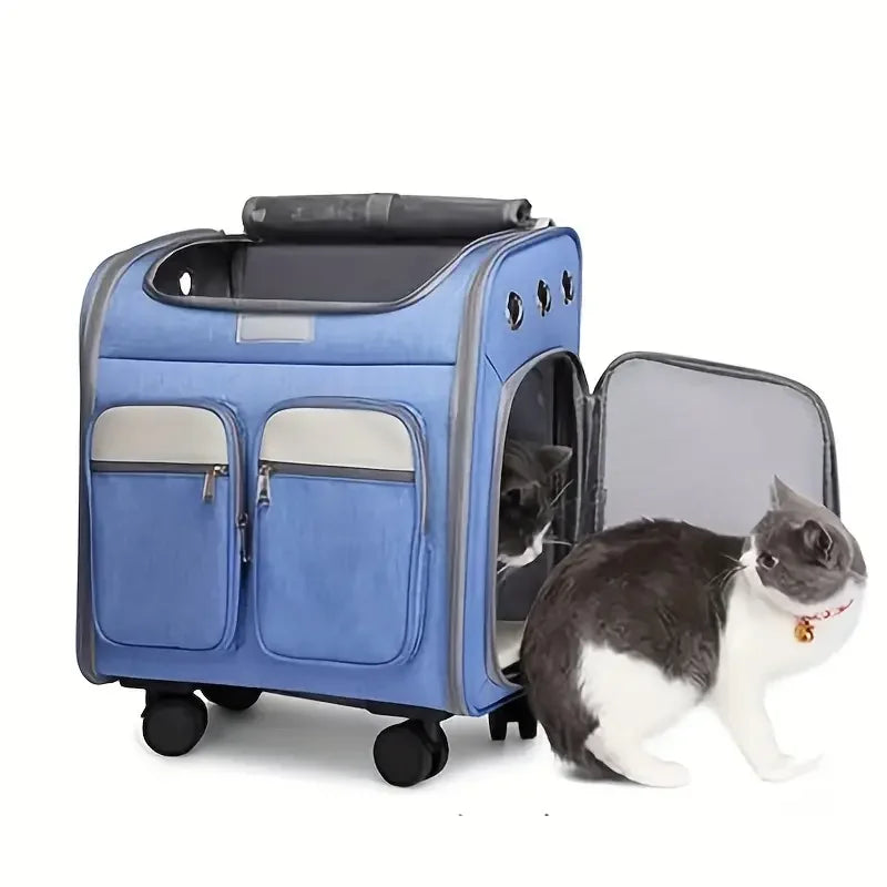 4-in-1 Wheeled Pet Carrier Backpack with Stroller & Car Seat