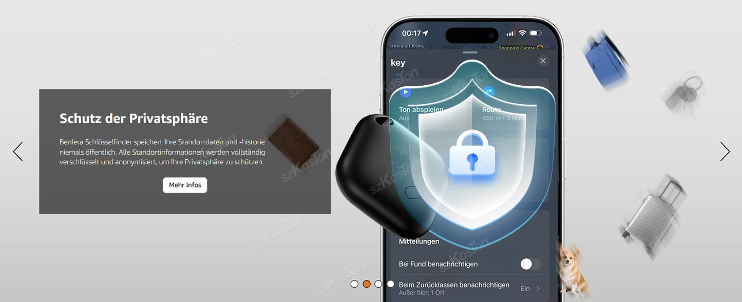 Mini traceur GPS pour animaux de compagnie et enfants - Localisateur intelligent compatible avec Localiser d'iOS