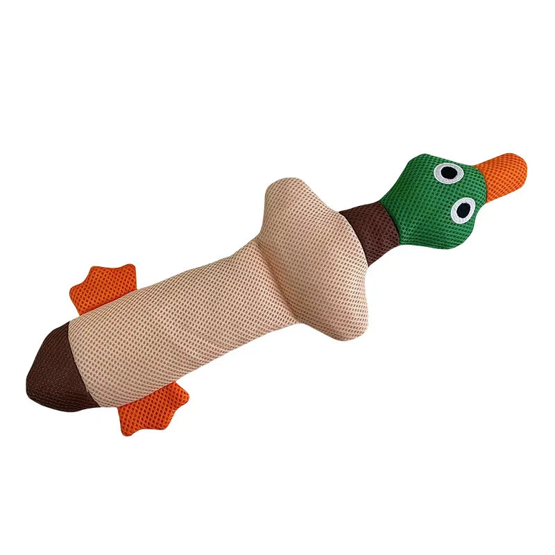 Jouet en peluche long canard à mâcher et nettoyer les dents pour chiens