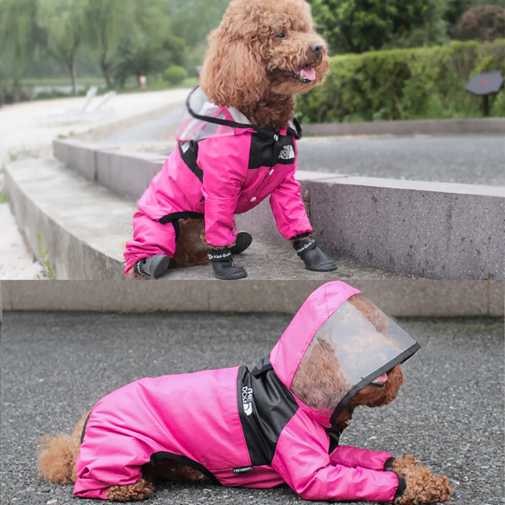 Transparent Hooded Raincoat Jumpsuit for Dogs & Cats