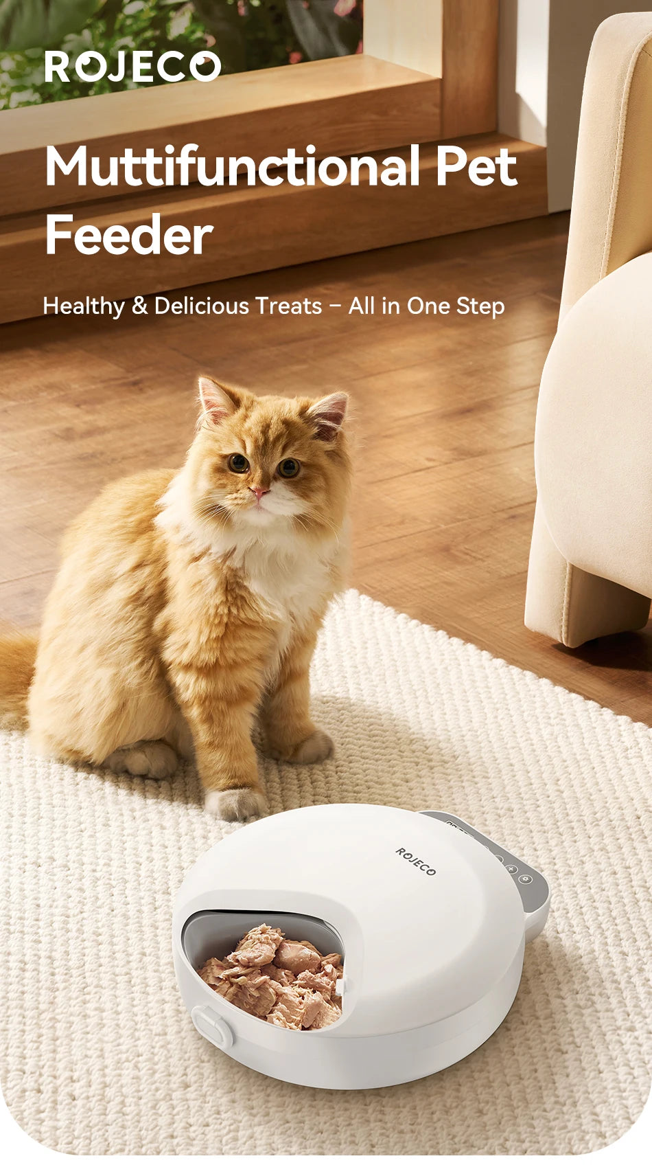 Distributeur Automatique de Croquettes 4 Repas - Distributeur Intelligent Nourriture Sèche et Humide pour Chats et Chiens