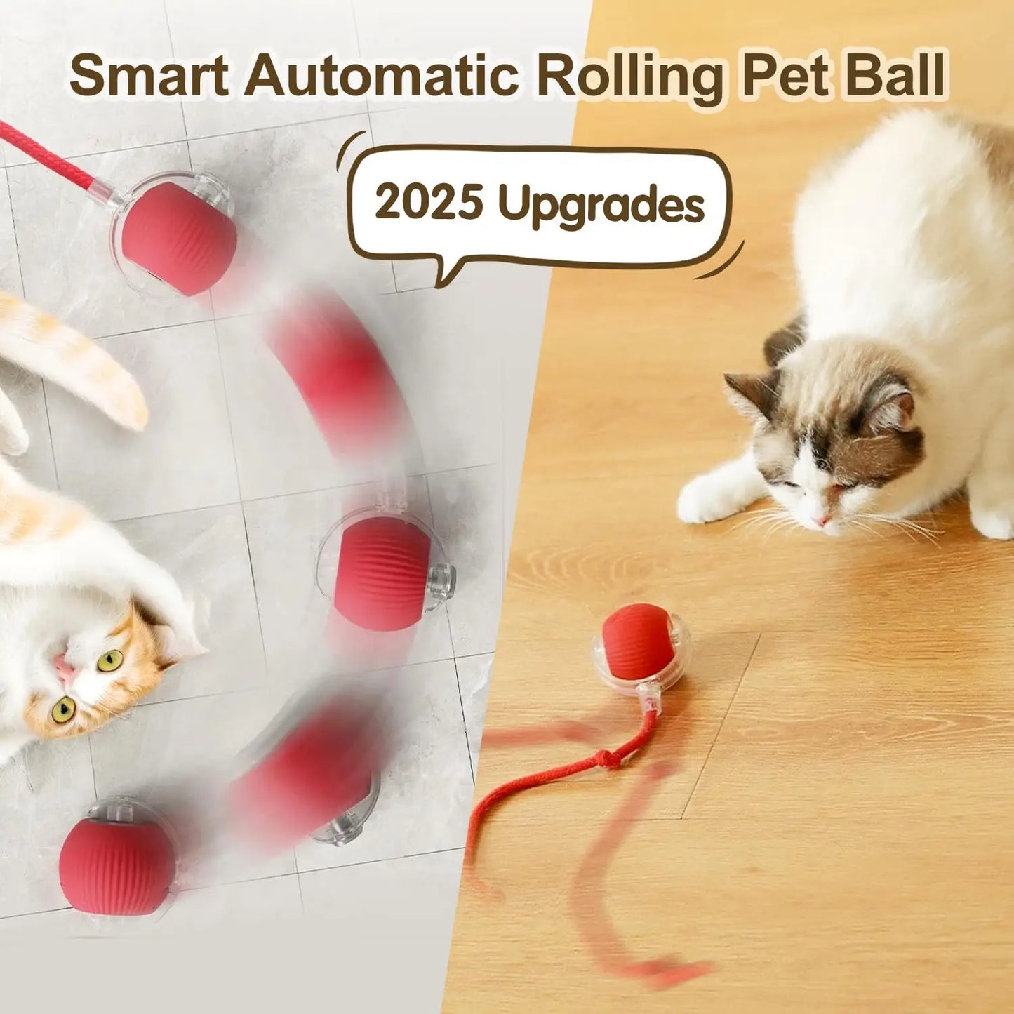 Balle interactive pour chat - Balle roulante automatique avec queue - Soins pour animaux plus intelligents