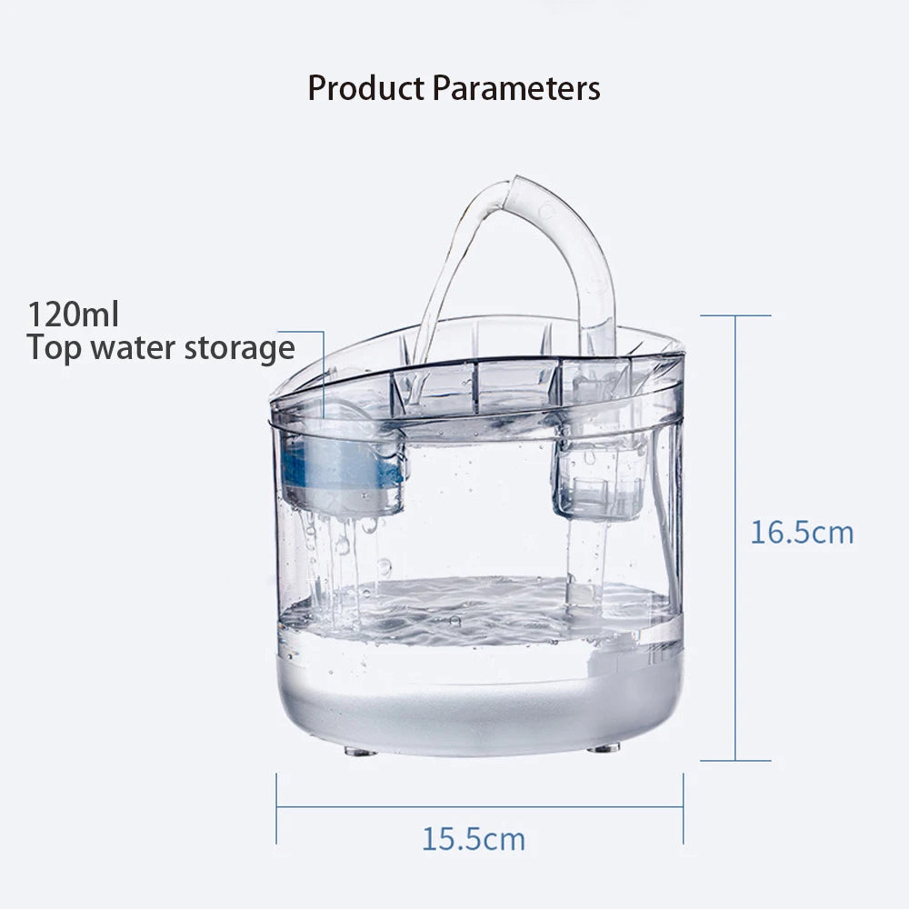 2L Motion-Sensor Pet Water Fountain with Activated Carbon Filter — USB Powered