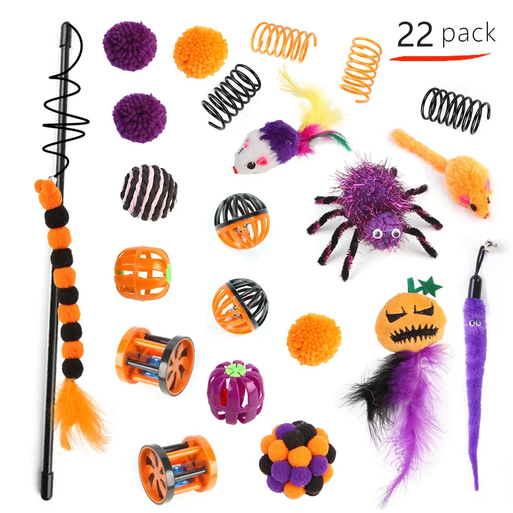 Interactive Cat Toy Variety Set with Wand, Mouse and Bell