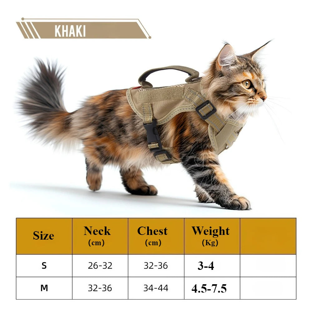 Harnais tactique réfléchissant avec poignée pour chats et chatons