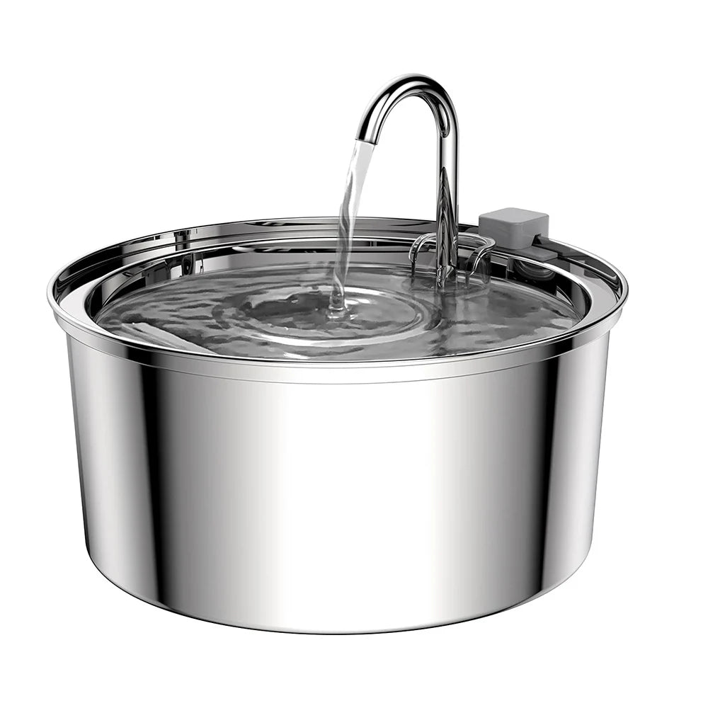 Fontaine à eau automatique en acier inoxydable de 3,2 L pour animaux de compagnie – Distributeur d'eau pour chats et chiens avec filtre