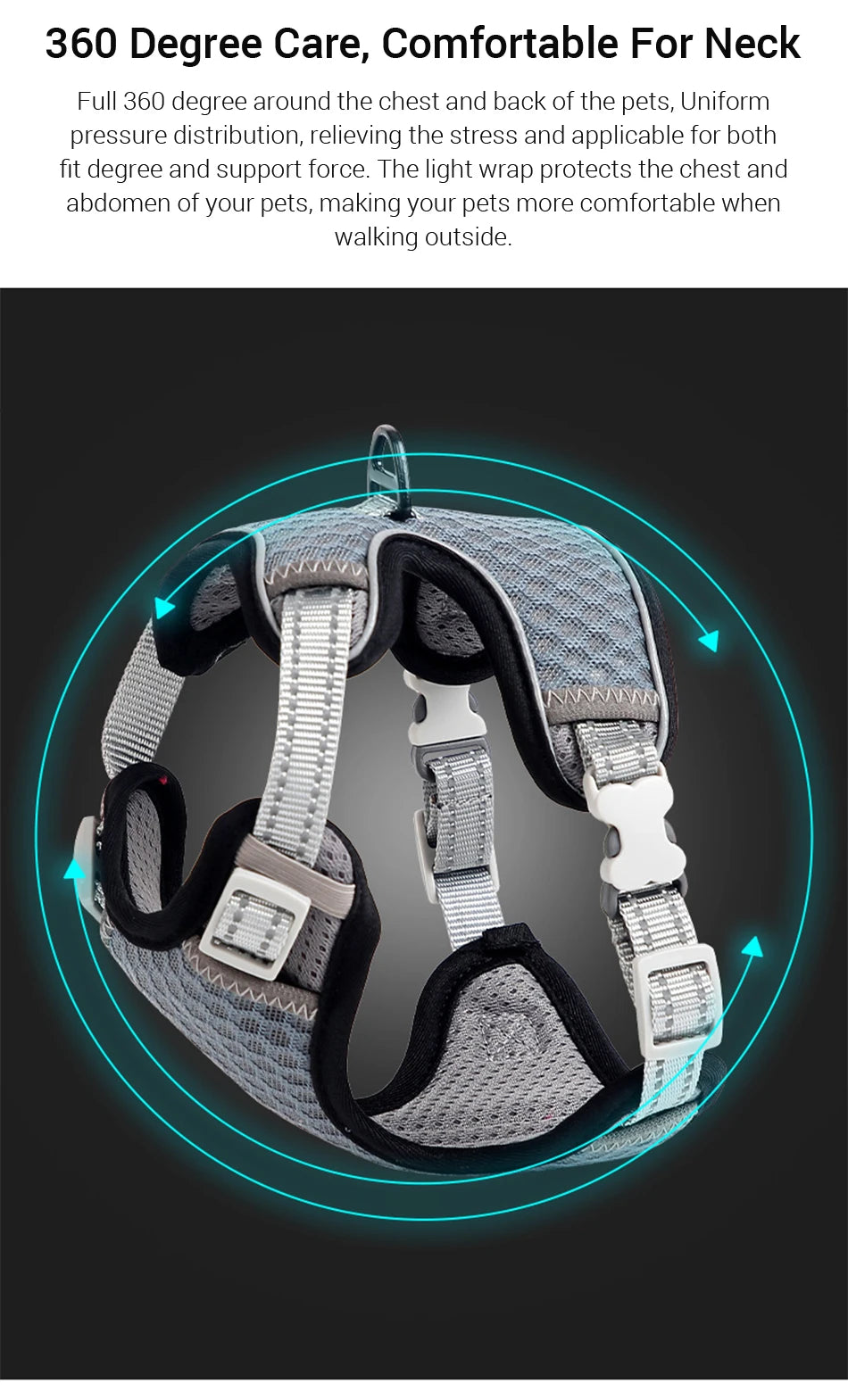 Reflective Cat Harness and Leash Set - Escape Proof, Adjustable Walking Harness