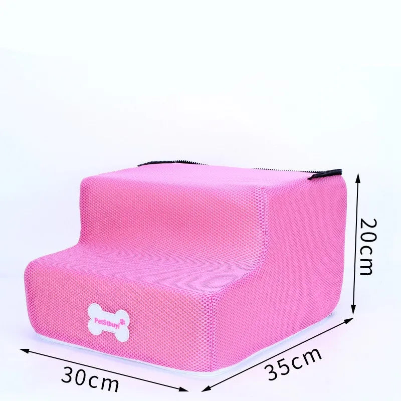 Anti-Slip Pet Stairs with Removable Washable Cover – 2 or 3 Step Ramp for Dogs & Cats