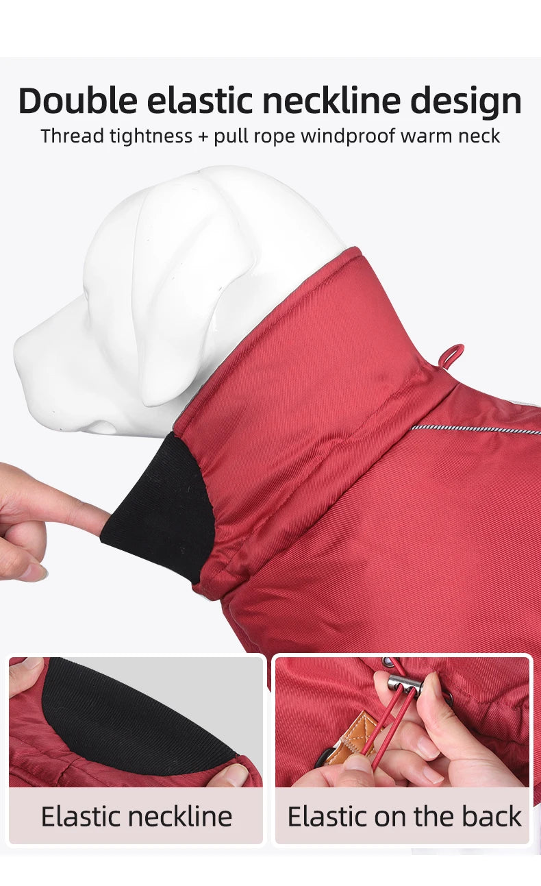 Waterproof Dog Winter Coat with Built-In Harness — Reflective Windproof Turtleneck Jacket