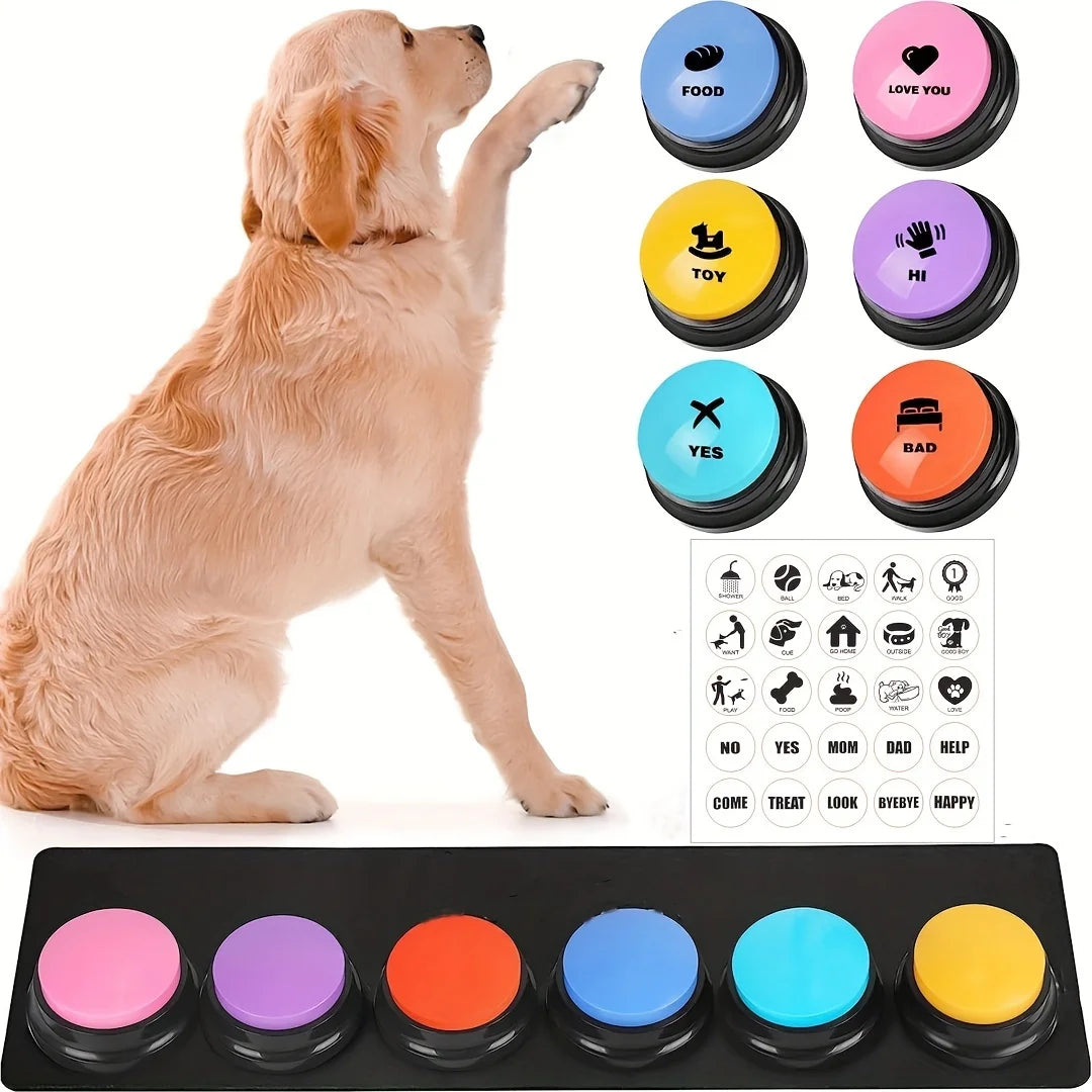 Boutons de communication pour animaux de compagnie - 4 buzzers enregistreurs vocaux pour chiens