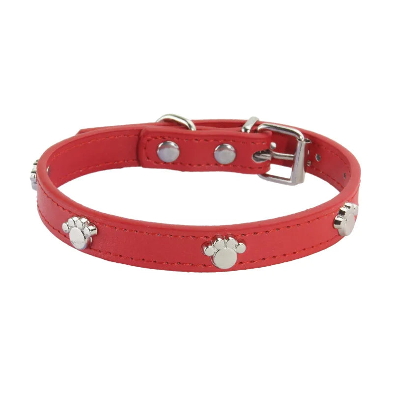 Leather Dog Collar with Footprint Design