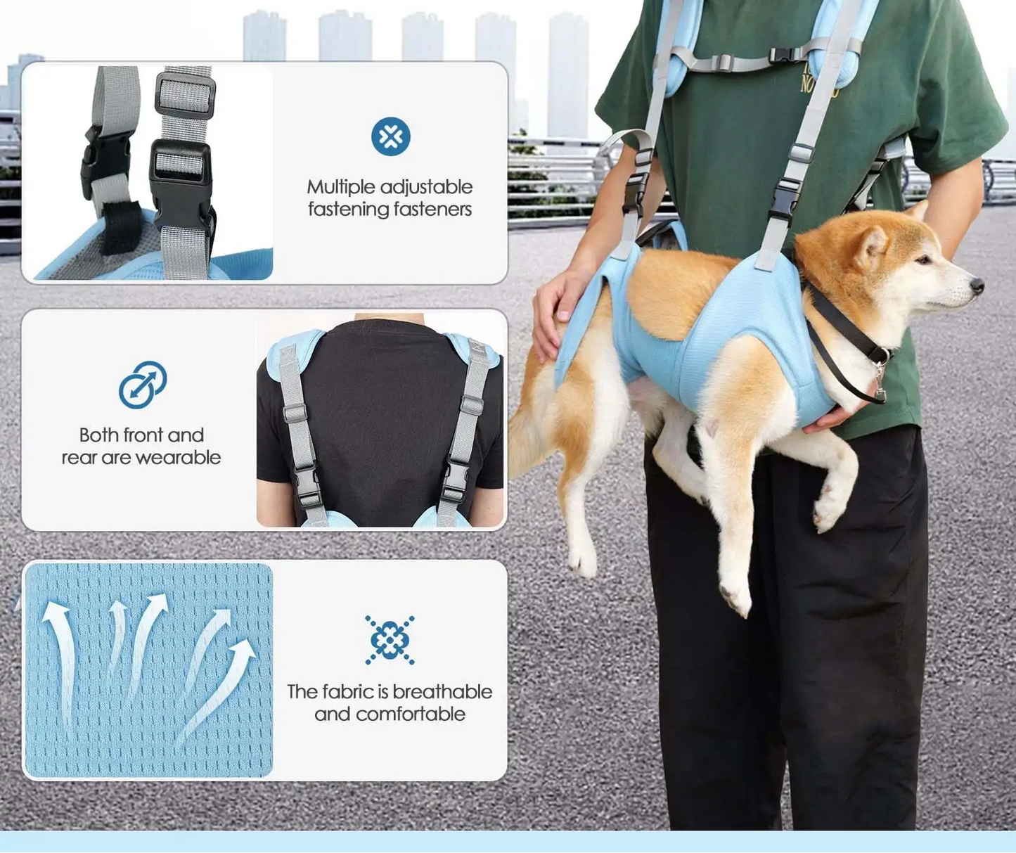Dog Carrier Backpack & Front Carrier with Lift Harness - Legs Out Design