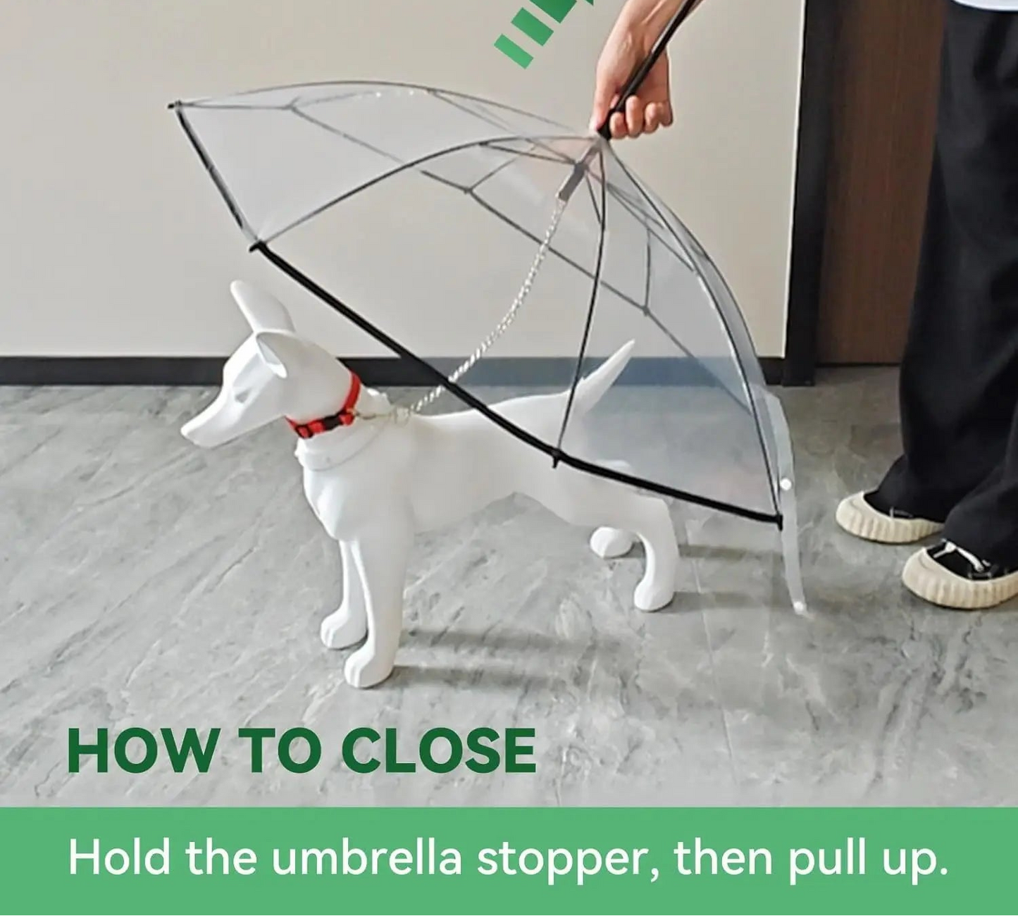 Pet Umbrella with Built-in Leash - Clear Canopy for Small Dogs and Cats