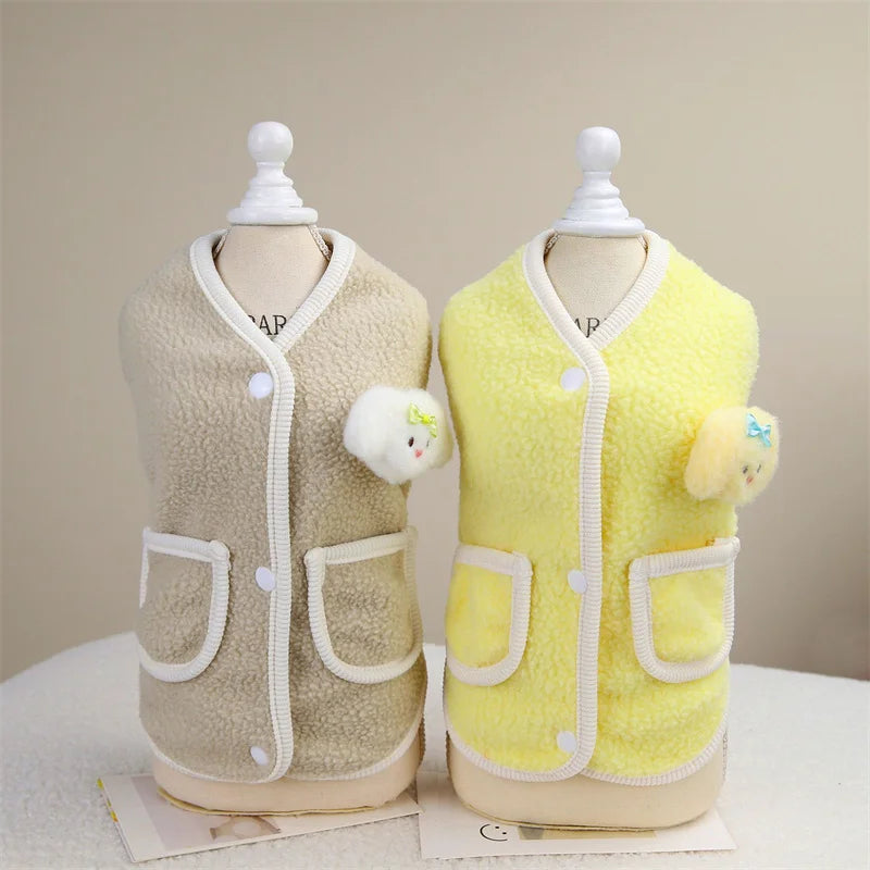 Floral Print Coral Fleece Jacket for Cats & Small Dogs