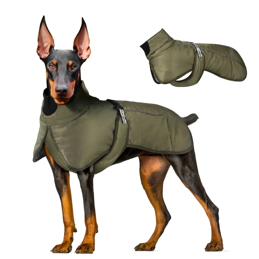 Waterproof Dog Winter Coat with Built-In Harness — Reflective Windproof Turtleneck Jacket