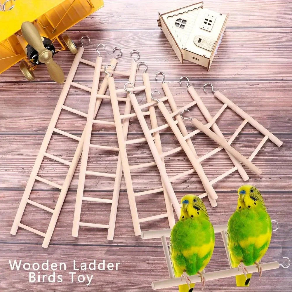 Solid Wood Climbing Ladder for Birds & Small Pets