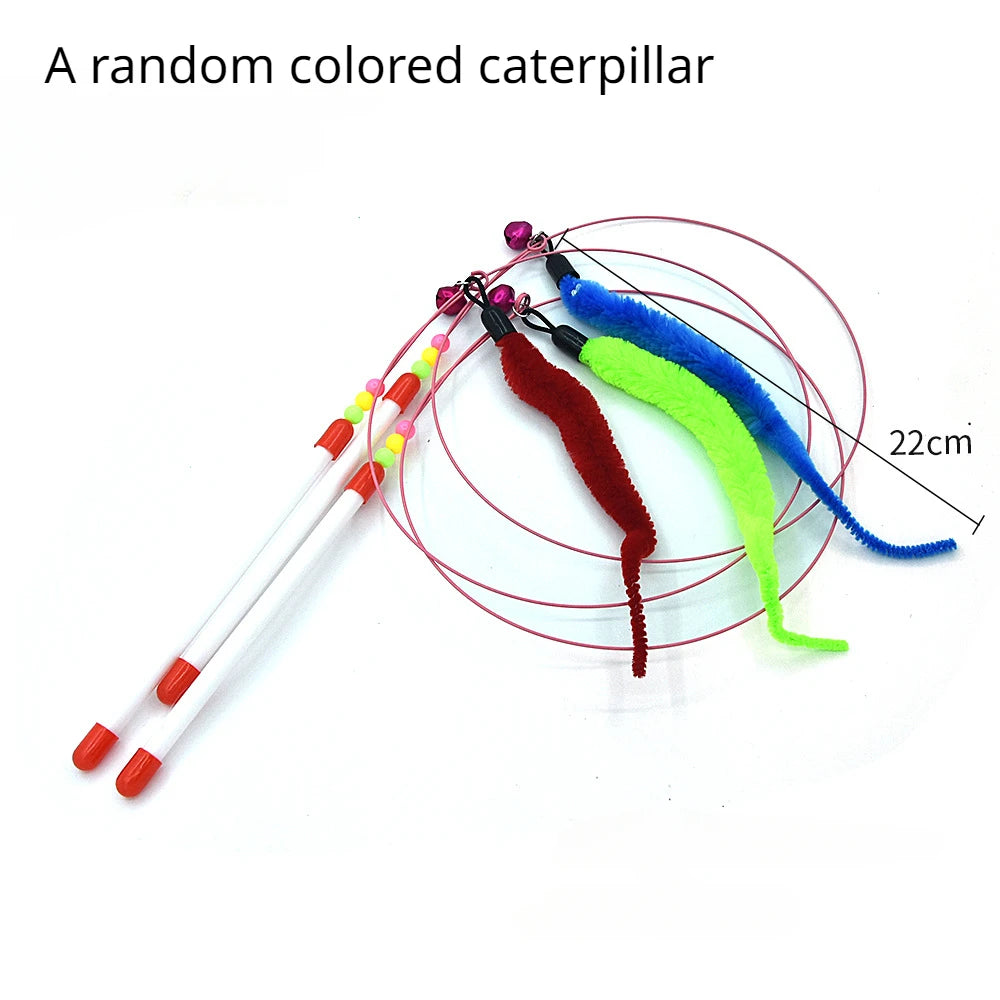 Interactive Feather Wand Cat Toy - Wire Teaser Stick for Kittens
