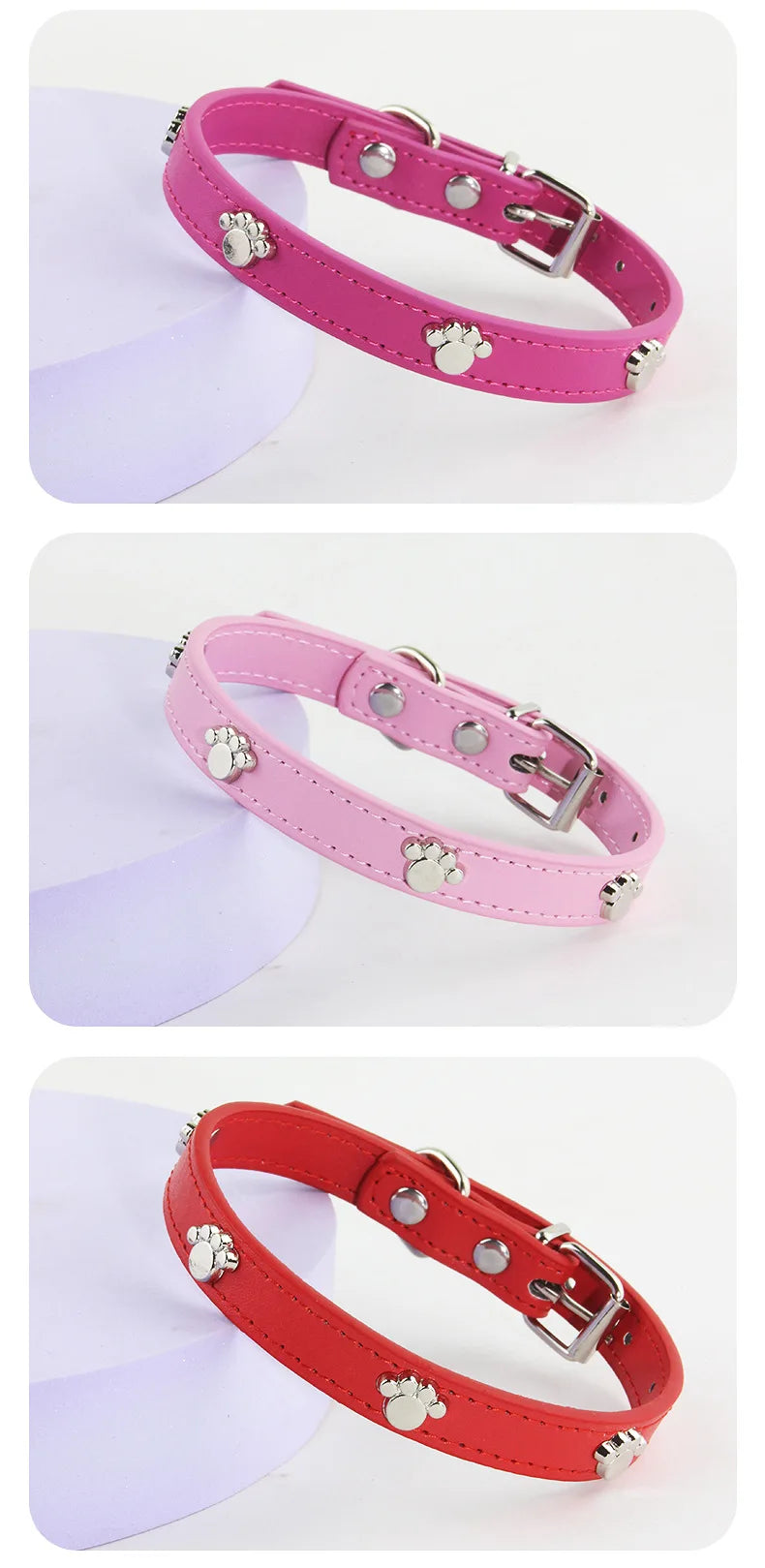 Leather Dog Collar with Footprint Design