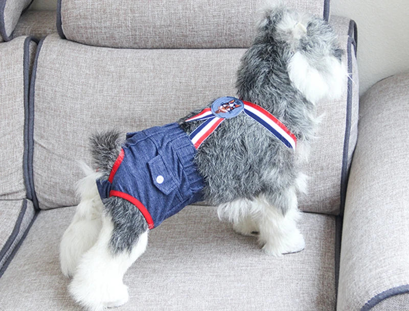 Cat Dog Female Panties Denim Strap Pet Shorts for Small Dogs Cats Kitten Puppy Underclothe Anti-harassment Safety Panties