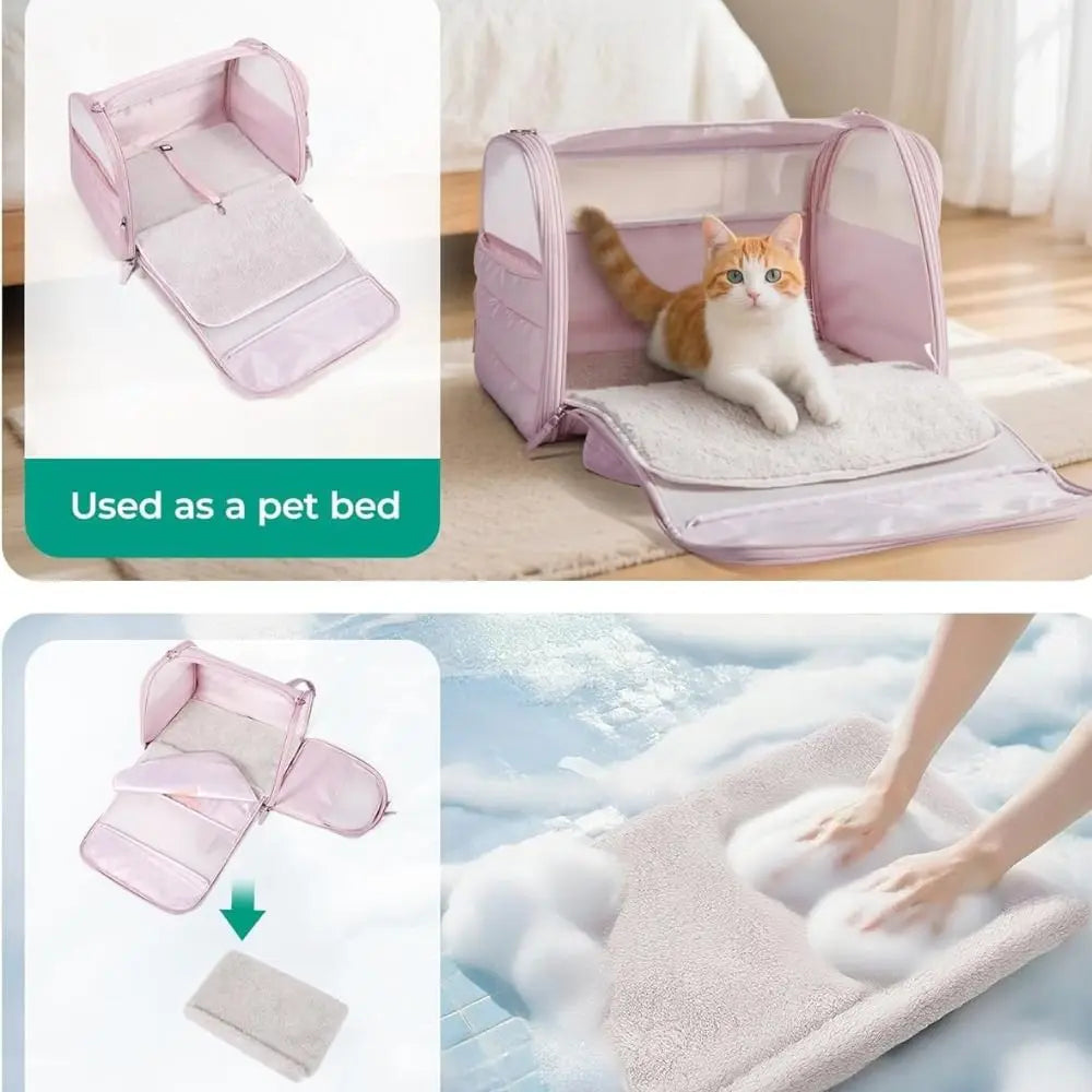 Quilted Pet Carrier with Mesh Panels & Removable Pad