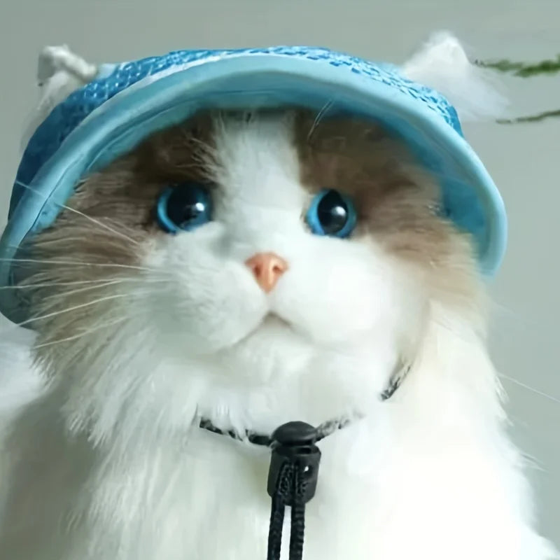 Chapeau de protection solaire pour animaux de compagnie avec nœud - Chapeau réglable et élégant pour chiens et chats
