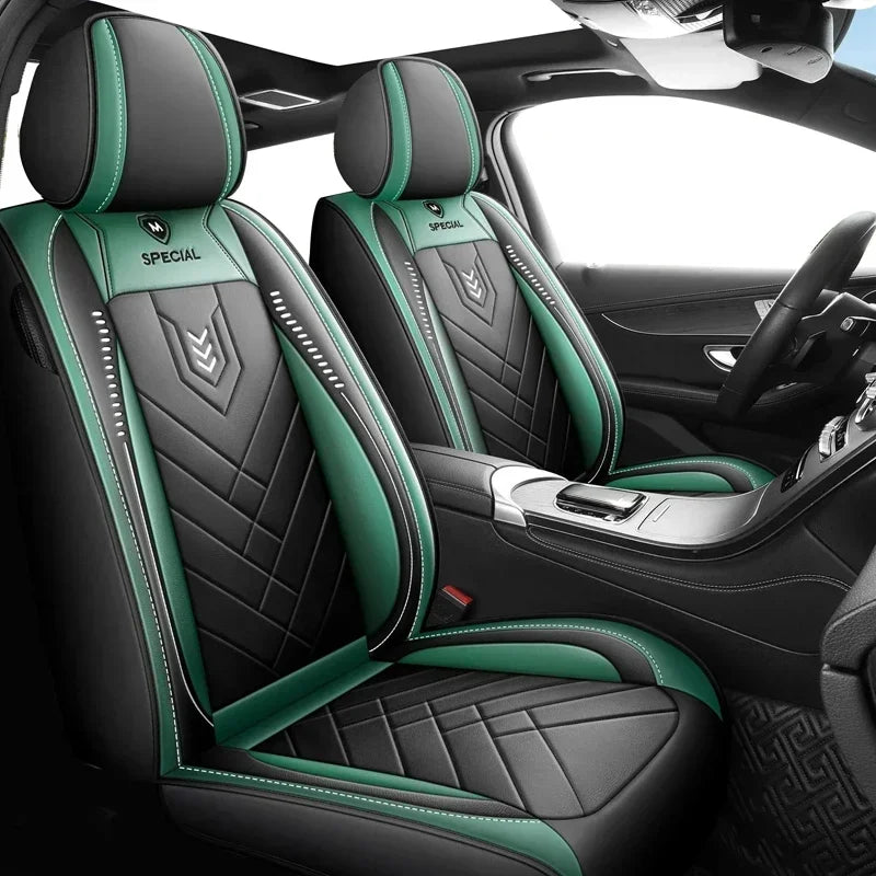 Full Leather Car Seat Cover — All-Season Universal Fit for Driver & Passenger