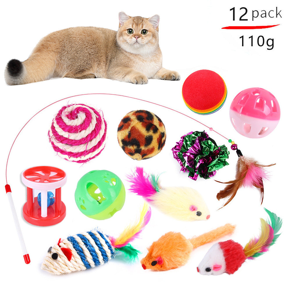 Foldable Cat Play Tunnel with Toys - Interactive Tent for Kittens
