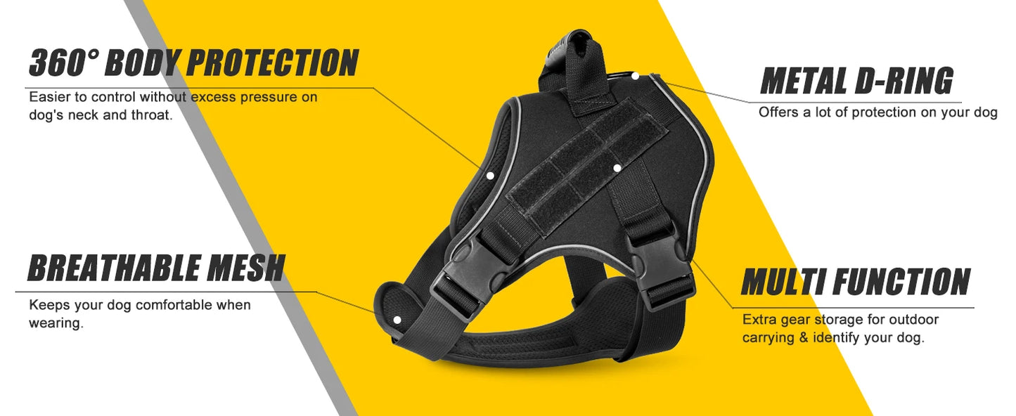 Tactical Dog Training Vest Harness – No-Escape Design