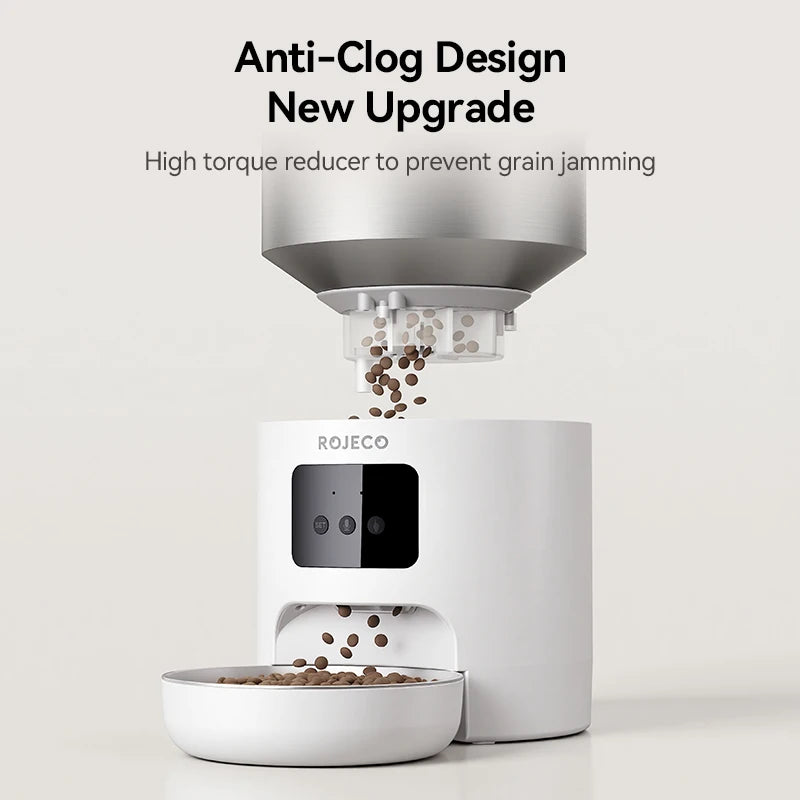 Distributeur automatique intelligent pour animaux de compagnie en acier inoxydable de 4,5 L avec Wi-Fi et enregistrement vocal